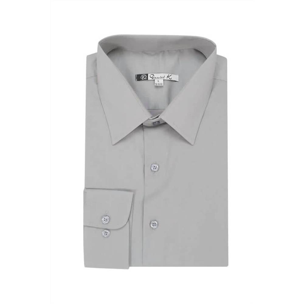 NEW DANIEL K men's long sleeve solid button up shirt in grey